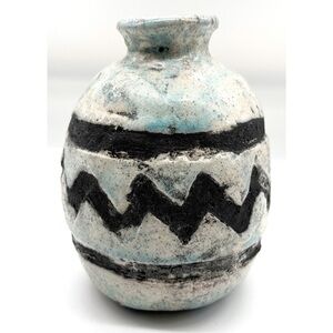 Vintage Bud Vase Studio Art Pottery Geometric Glazed Artist Signed